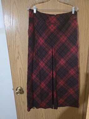 Talbots Red Plaid A-Line Midi Skirt - Women's